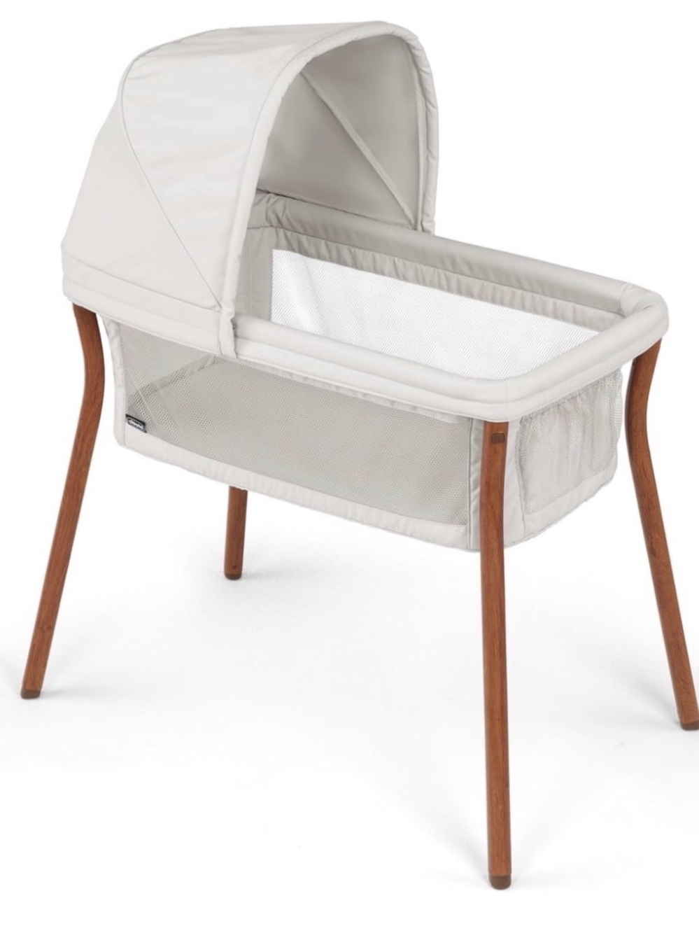Neutral Cream Baby Bassinet with Canopy and Wooden Legs ( New In Box )